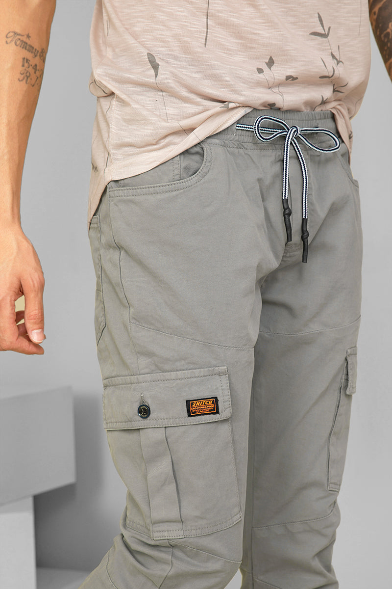 ASOS DESIGN clean cargo pants with tab detail in light gray | ASOS